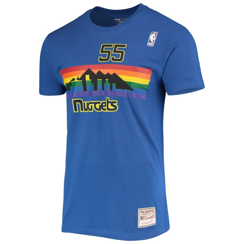 Dikembe Mutombo Denver Nuggets Hardwood Classics Stitch Name & Number T-Shirt Royal - Mitchell & Ness