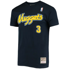 Allen Iverson Denver Nuggets Hardwood Classics Stitch Name & Number T-Shirt Navy - Mitchell & Ness
