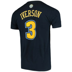Allen Iverson Denver Nuggets Hardwood Classics Stitch Name & Number T-Shirt Navy - Mitchell & Ness