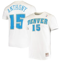 Carmelo Anthony Denver Nuggets Hardwood Classics Stitch Name & Number T-Shirt White - Mitchell & Ness