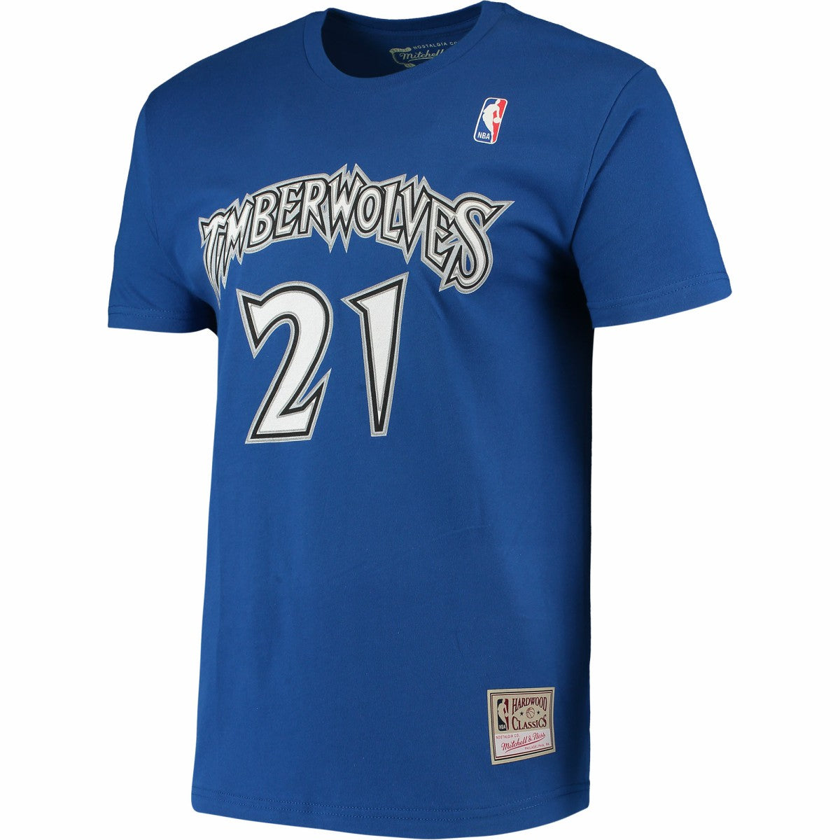 Kevin Garnett Minnesota Timberwolves Hardwood Classics Stitch Name & Number T-Shirt Blue - Mitchell & Ness