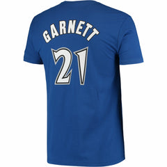 Kevin Garnett Minnesota Timberwolves Hardwood Classics Stitch Name & Number T-Shirt Blue - Mitchell & Ness
