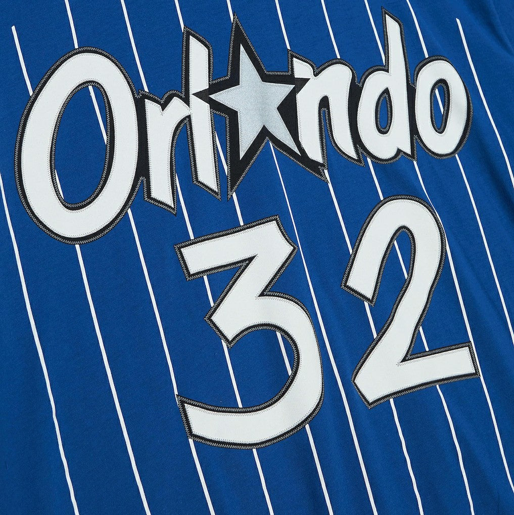 Shaquille O'Neal Orlando Magic Hardwood Classics Stitch Name & Number T-Shirt Blue - Mitchell & Ness