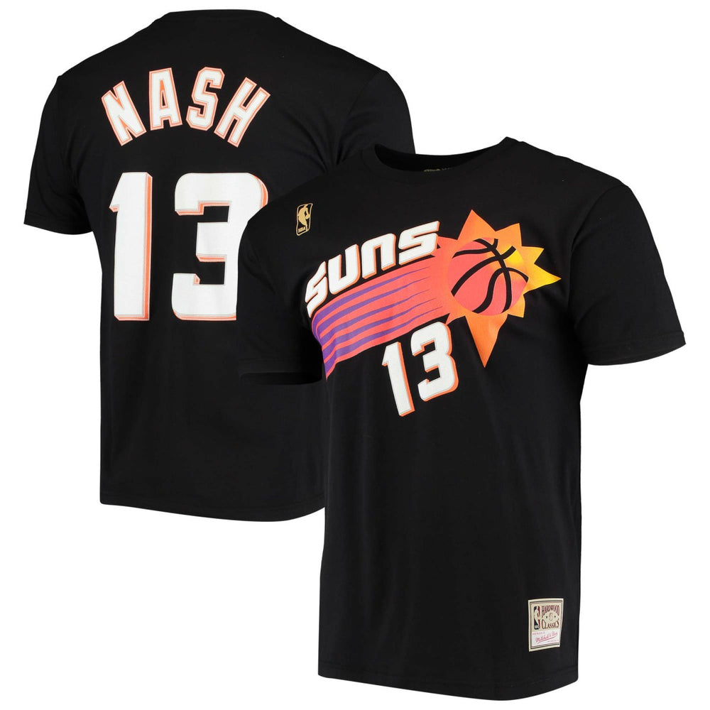 Steve Nash Phoenix Suns Hardwood Classics Stitch Name & Number T-Shirt Black - Mitchell & Ness