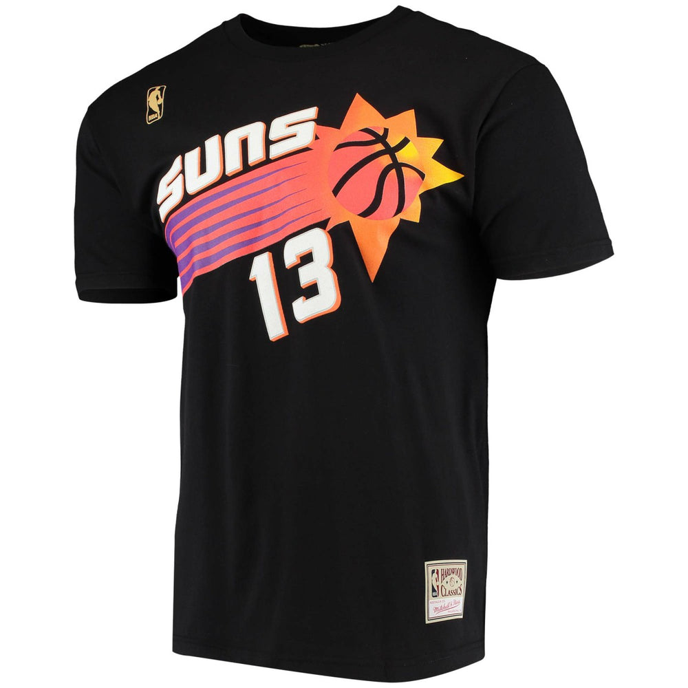 Steve Nash Phoenix Suns Hardwood Classics Stitch Name & Number T-Shirt Black - Mitchell & Ness