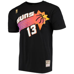 Steve Nash Phoenix Suns Hardwood Classics Stitch Name & Number T-Shirt Black - Mitchell & Ness
