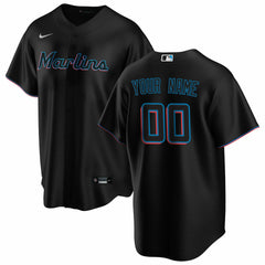Miami Marlins Nike Alternate Replica Custom Jersey - Black Jerseys
