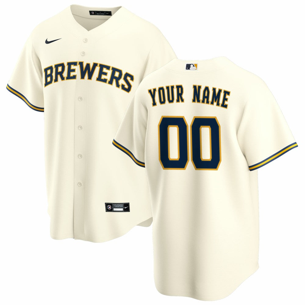 Milwaukee Brewers Nike Home Replica Custom Jersey - Cream Jerseys