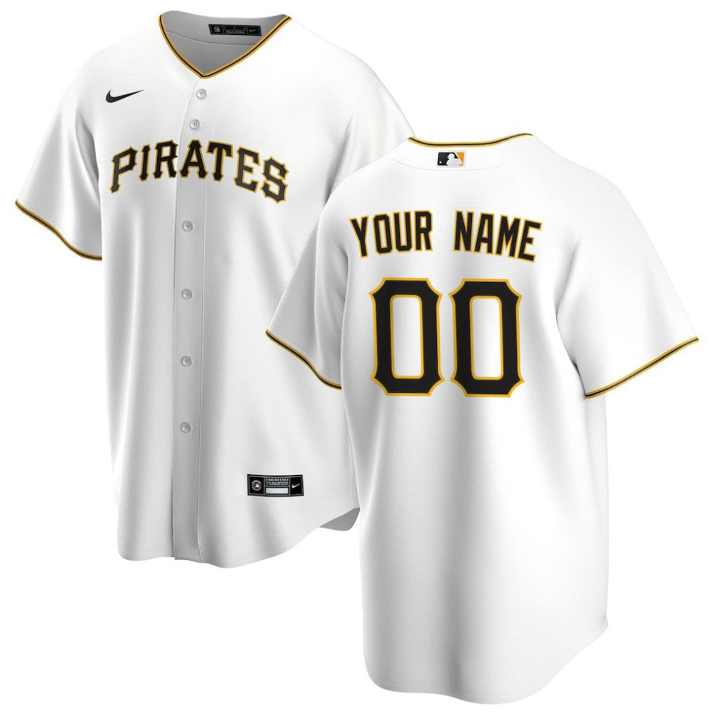 Pittsburgh Pirates Nike Home Replica Custom Jersey - White Jerseys