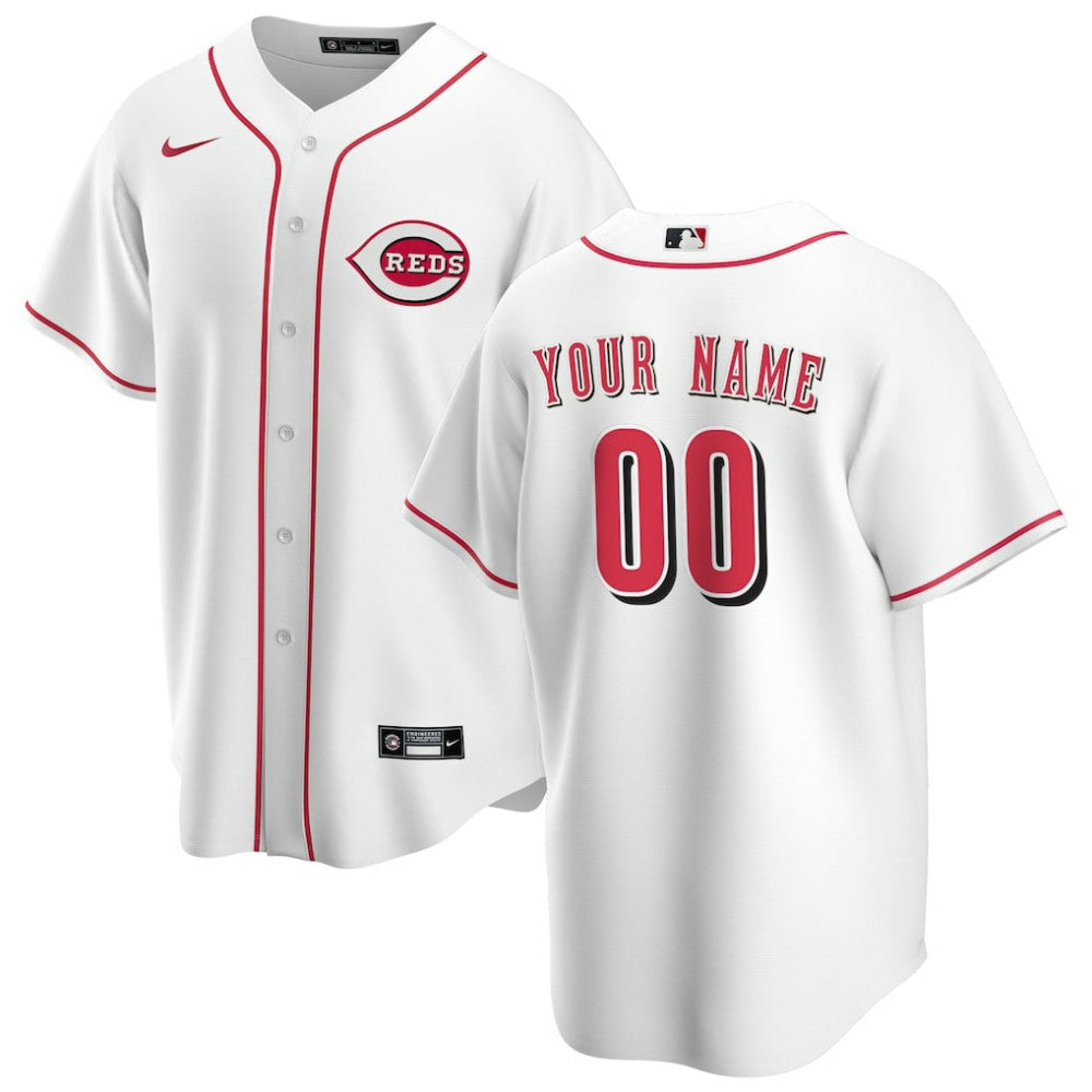 Cincinnati Reds Nike Home Replica Custom Jersey - White Jerseys