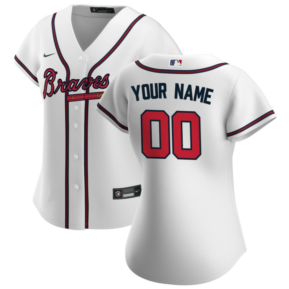 Atlanta Braves Nike Women's Home Replica Custom Jersey - White Jerseys