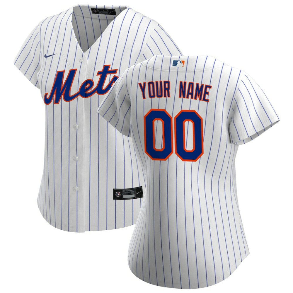 New York Mets Nike Women's Home Replica Custom Jersey - White Jerseys