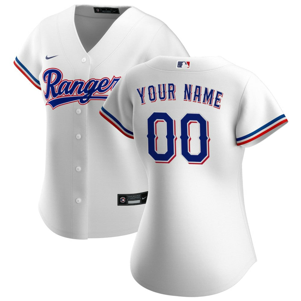 Texas Rangers Nike Women's Home Replica Custom Jersey - White Jerseys