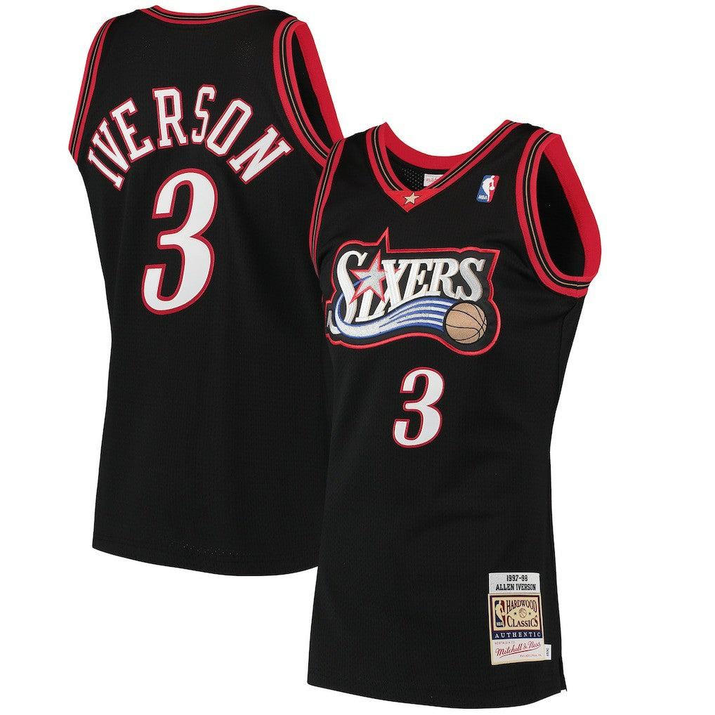 Allen Iverson Philadelphia 76ers 1997/98 Hardwood Classics Authentic Jersey Black - Mitchell & Ness
