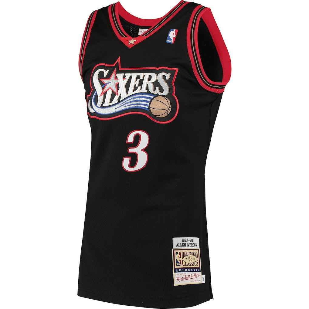 Allen Iverson Philadelphia 76ers 1997/98 Hardwood Classics Authentic Jersey Black - Mitchell & Ness