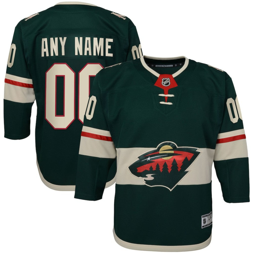 Minnesota Wild Youth Home Premier Custom Jersey - Green | US 3820534