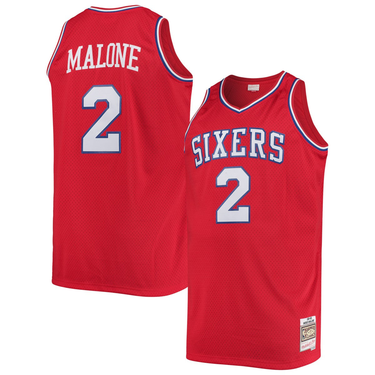 Moses Malone Philadelphia 76ers 1982/83 Big & Tall Hardwood Classics Swingman Jersey Red - Mitchell & Ness