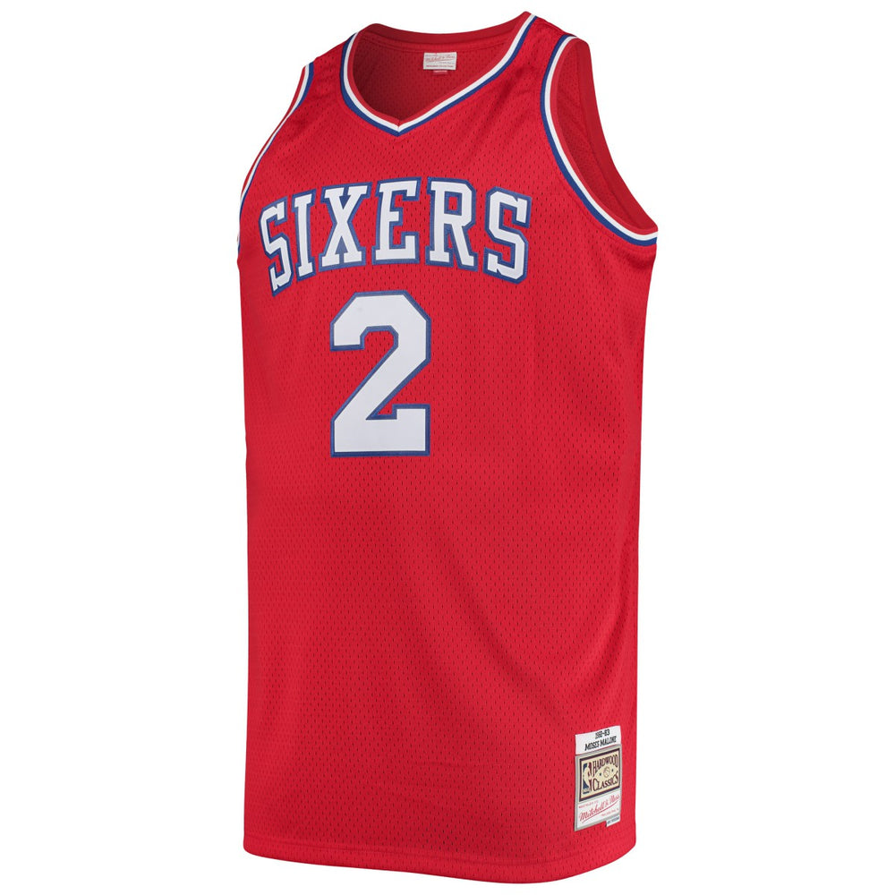 Moses Malone Philadelphia 76ers 1982/83 Big & Tall Hardwood Classics Swingman Jersey Red - Mitchell & Ness