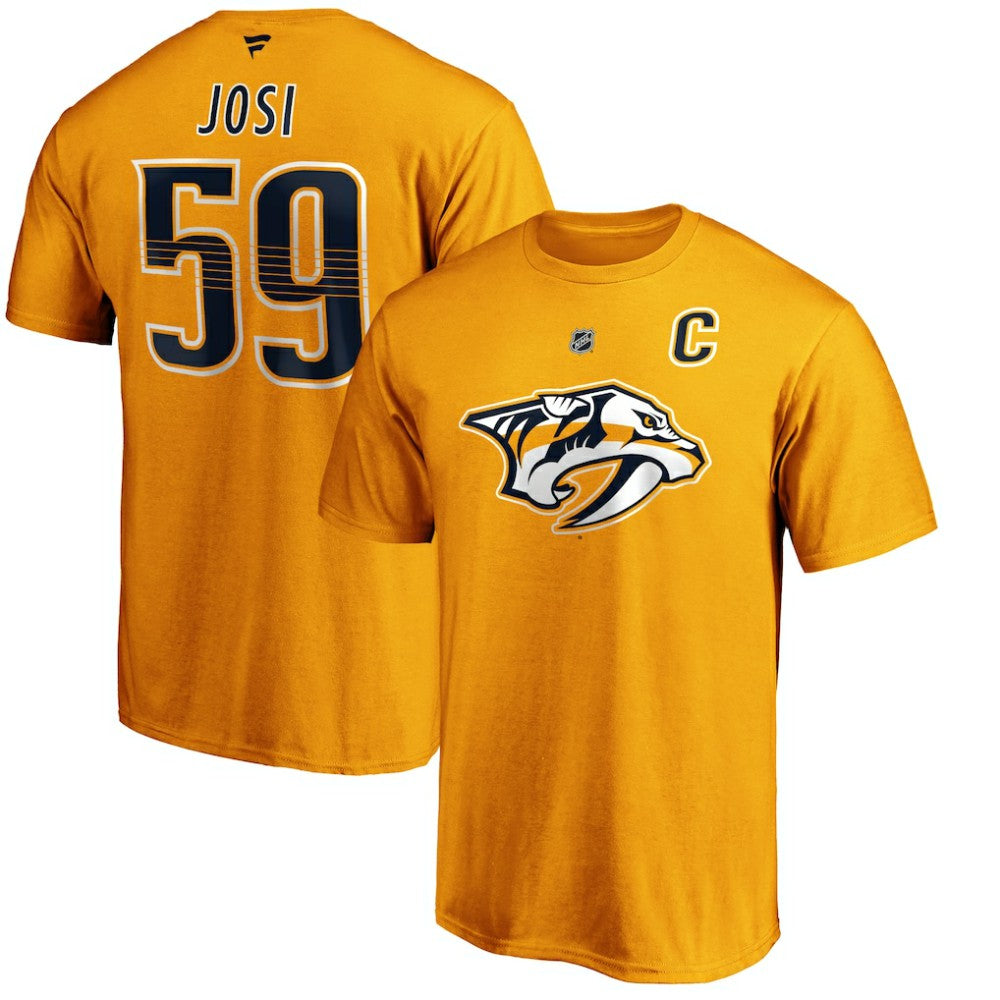 Roman Josi Nashville Predators Fanatics Authentic Stack Player Name & Number T-Shirt - Gold | US 3822540