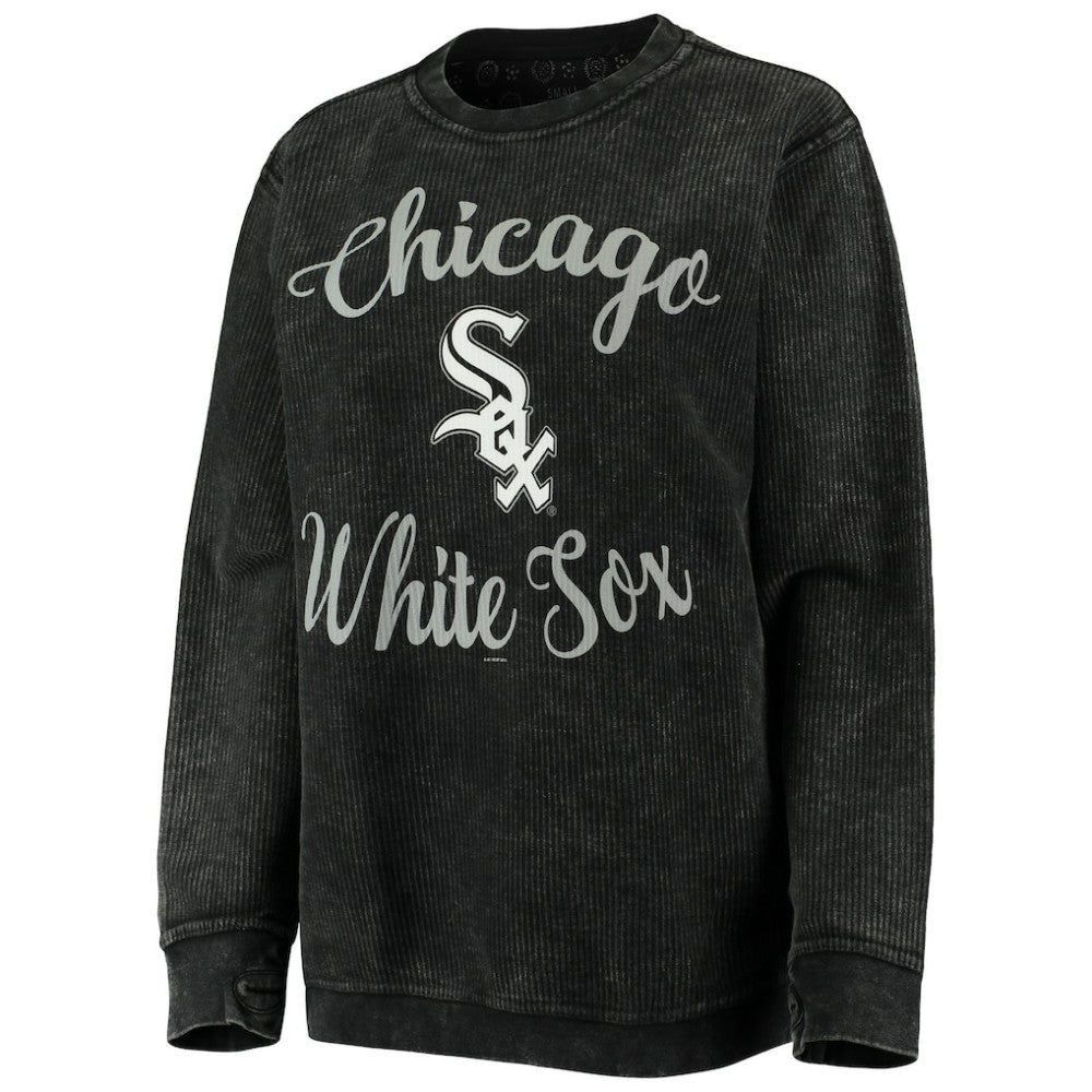 Chicago White Sox G-III 4Her by Carl Banks Women's Script Comfy Cord Pullover Sweatshirt - Black Pullover
