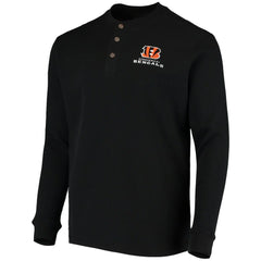 Cincinnati Bengals Dunbrooke Logo Maverick Thermal Henley Long Sleeve T-Shirt - Black T-shirts