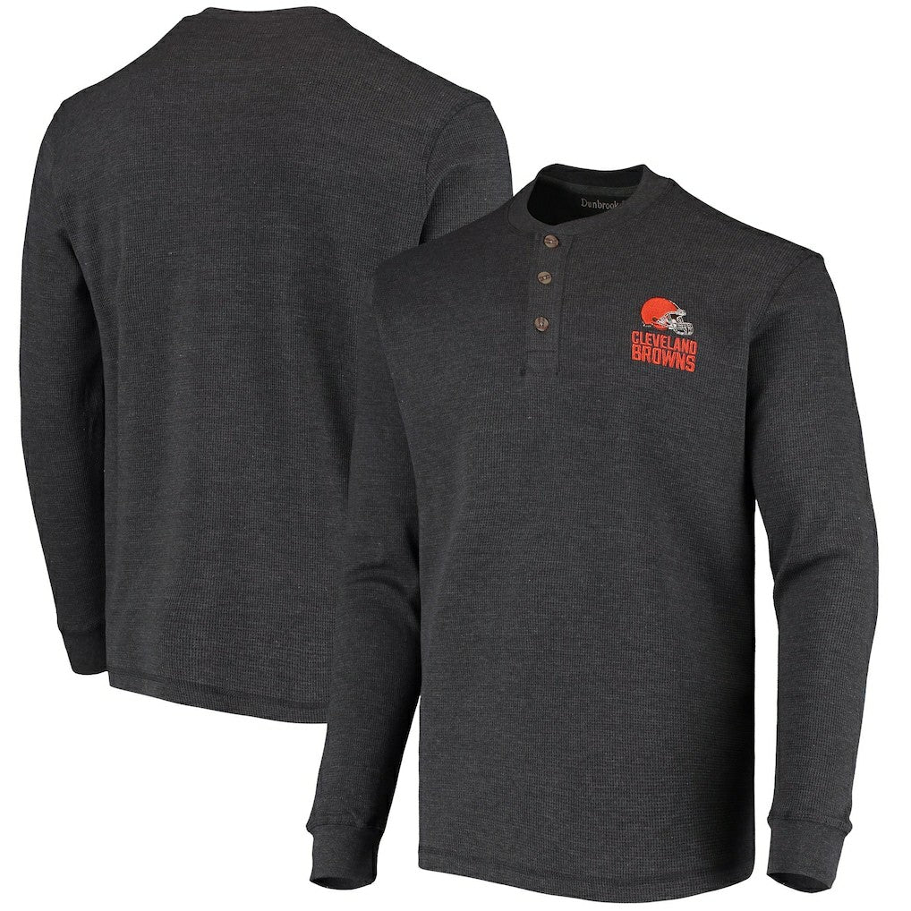 Cleveland Browns Dunbrooke Logo Maverick Thermal Henley Long Sleeve T-Shirt - Charcoal T-shirts