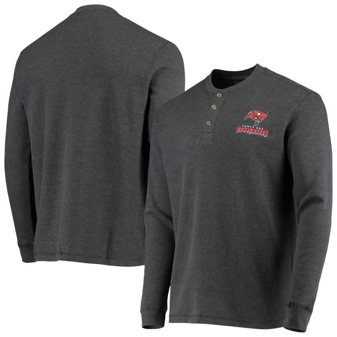Tampa Bay Buccaneers Dunbrooke Logo Maverick Thermal Henley Long Sleeve T-Shirt - Charcoal T-shirts