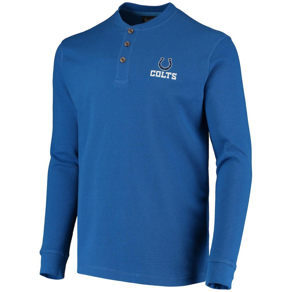 Indianapolis Colts Dunbrooke Logo Maverick Thermal Henley Long Sleeve T-Shirt - Royal T-shirts