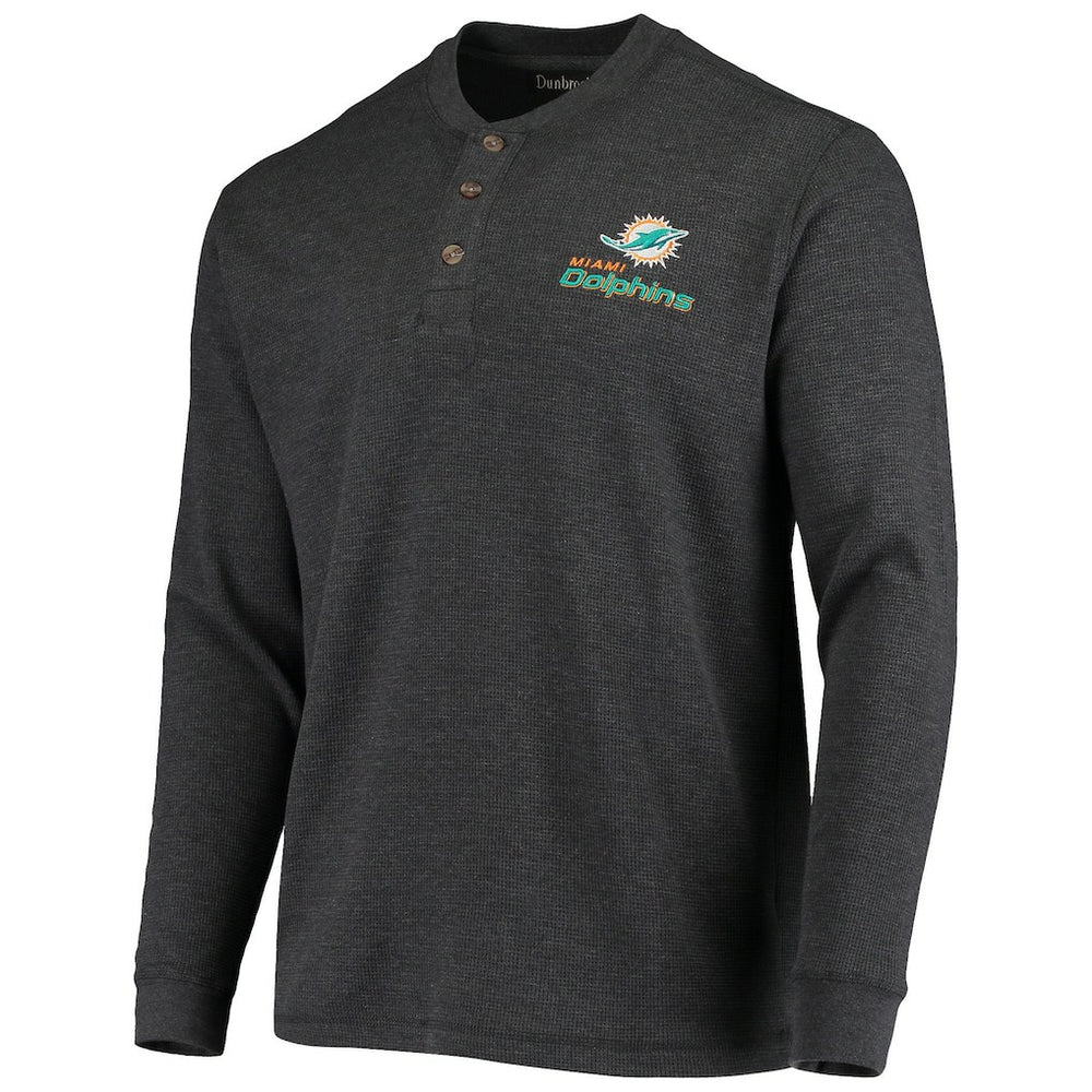 Miami Dolphins Dunbrooke Logo Maverick Thermal Henley Long Sleeve T-Shirt - Charcoal T-shirts