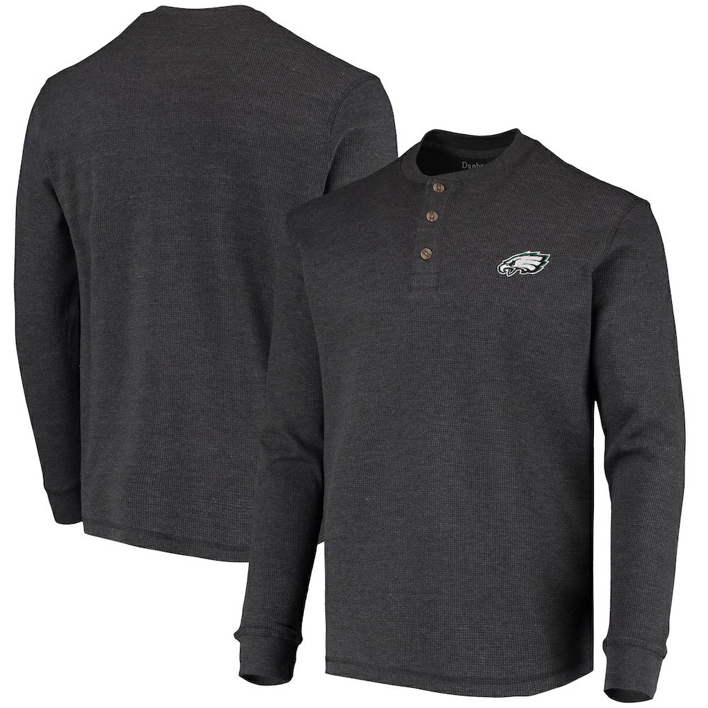 Philadelphia Eagles Dunbrooke Logo Maverick Thermal Henley Long Sleeve T-Shirt - Charcoal T-shirts