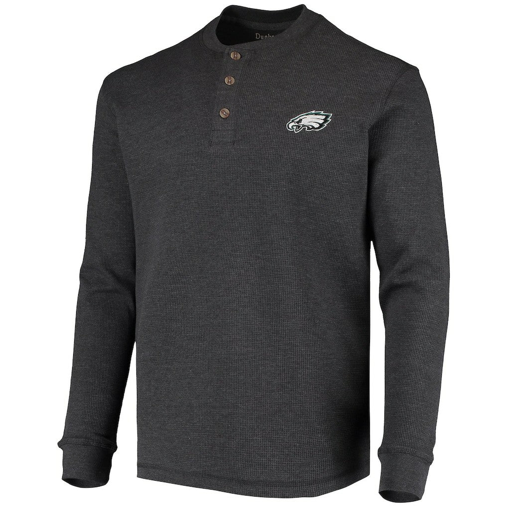 Philadelphia Eagles Dunbrooke Logo Maverick Thermal Henley Long Sleeve T-Shirt - Charcoal T-shirts