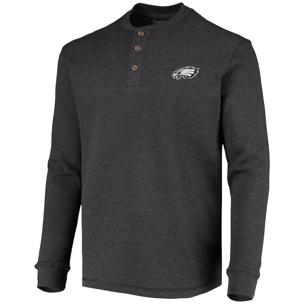 Philadelphia Eagles Dunbrooke Logo Maverick Thermal Henley Long Sleeve T-Shirt - Charcoal T-shirts