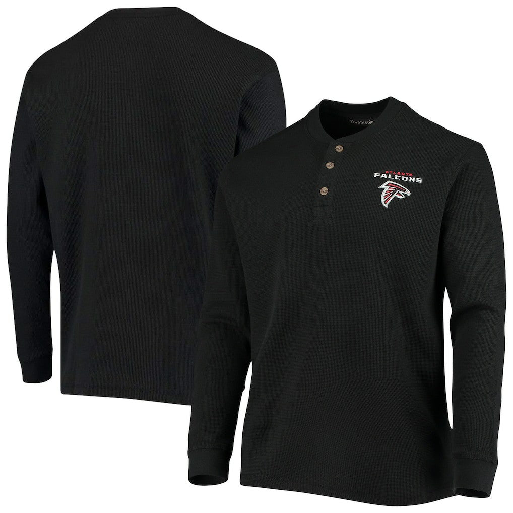 Atlanta Falcons Dunbrooke Logo Maverick Thermal Henley Long Sleeve T-Shirt - Black T-shirts