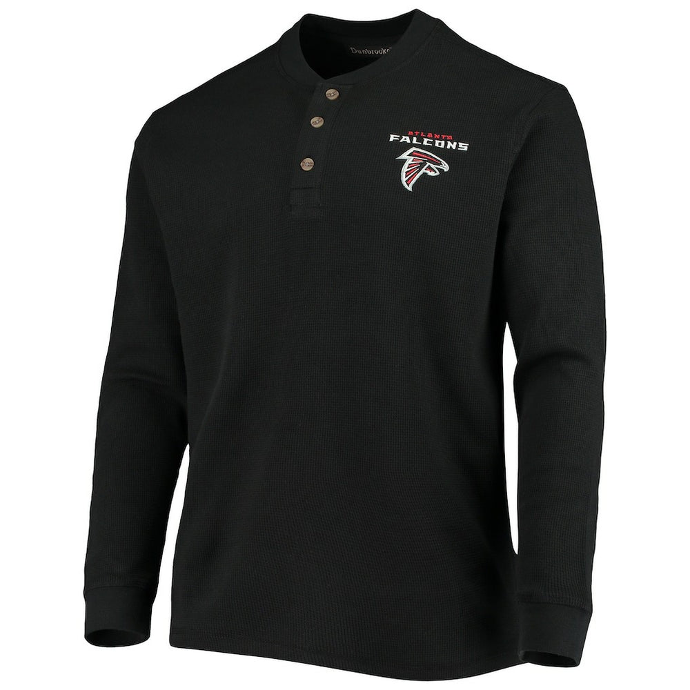 Atlanta Falcons Dunbrooke Logo Maverick Thermal Henley Long Sleeve T-Shirt - Black T-shirts