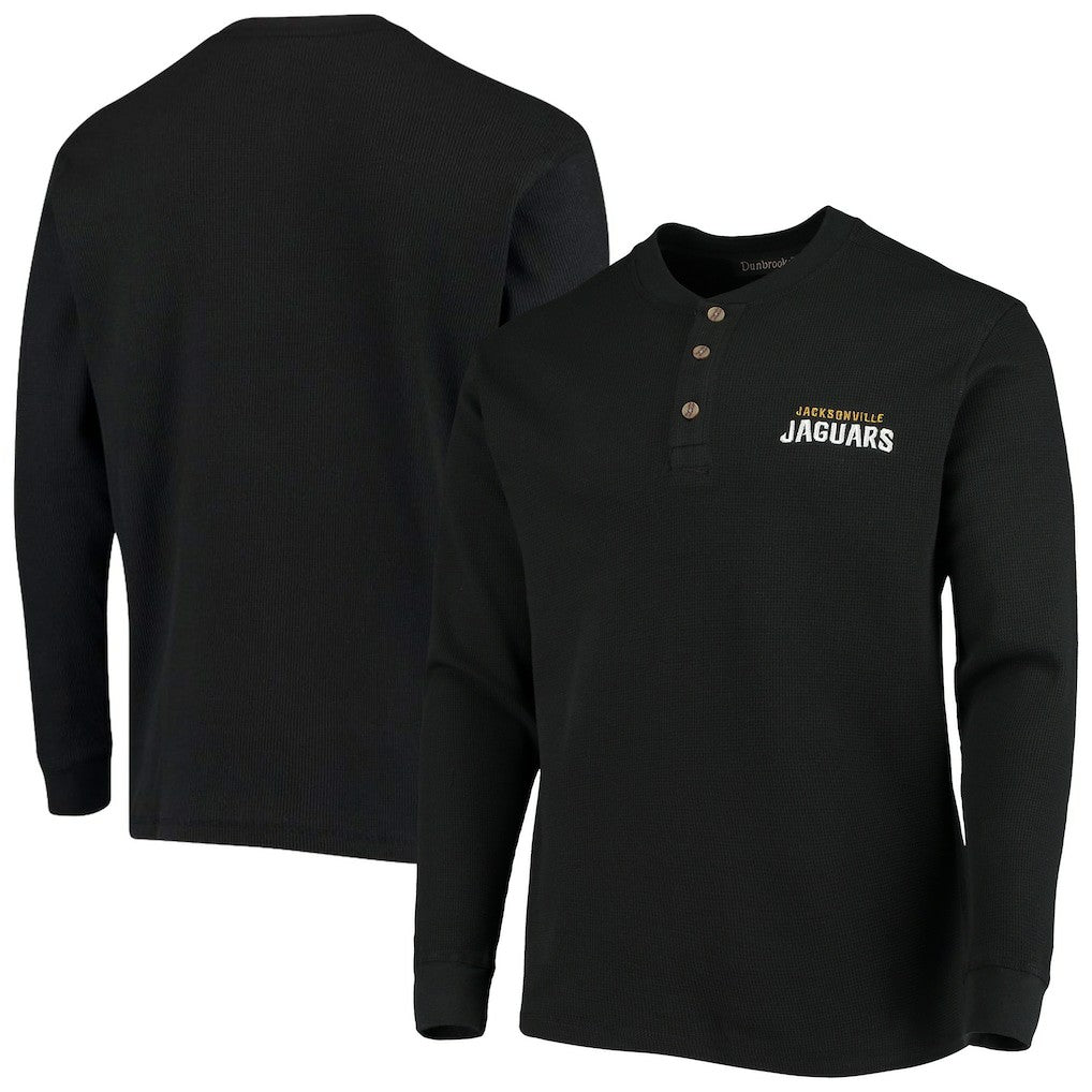 Jacksonville Jaguars Dunbrooke Logo Maverick Thermal Henley Long Sleeve T-Shirt - Black T-shirts