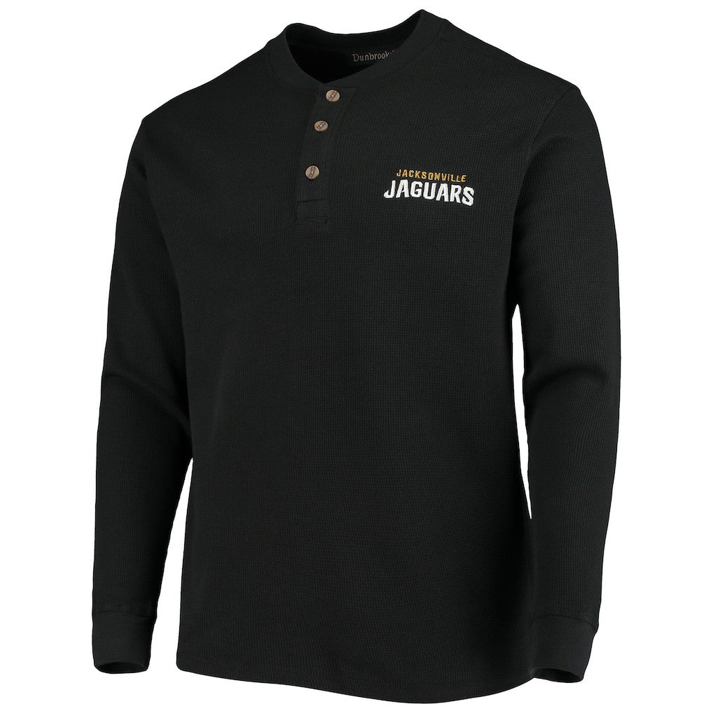 Jacksonville Jaguars Dunbrooke Logo Maverick Thermal Henley Long Sleeve T-Shirt - Black T-shirts