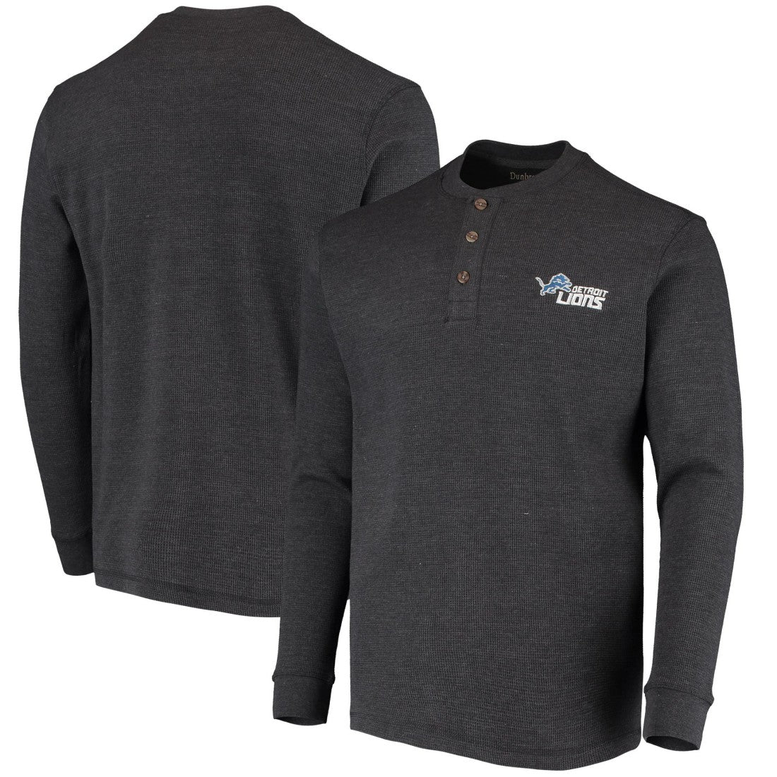Detroit Lions Dunbrooke Logo Maverick Thermal Henley Long Sleeve T-Shirt - Charcoal T-shirts