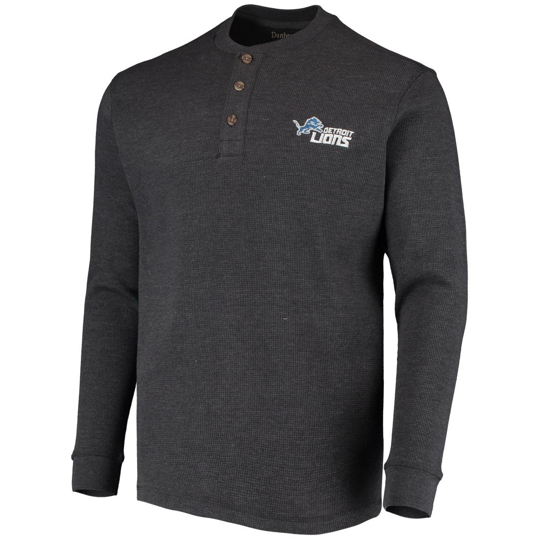 Detroit Lions Dunbrooke Logo Maverick Thermal Henley Long Sleeve T-Shirt - Charcoal T-shirts
