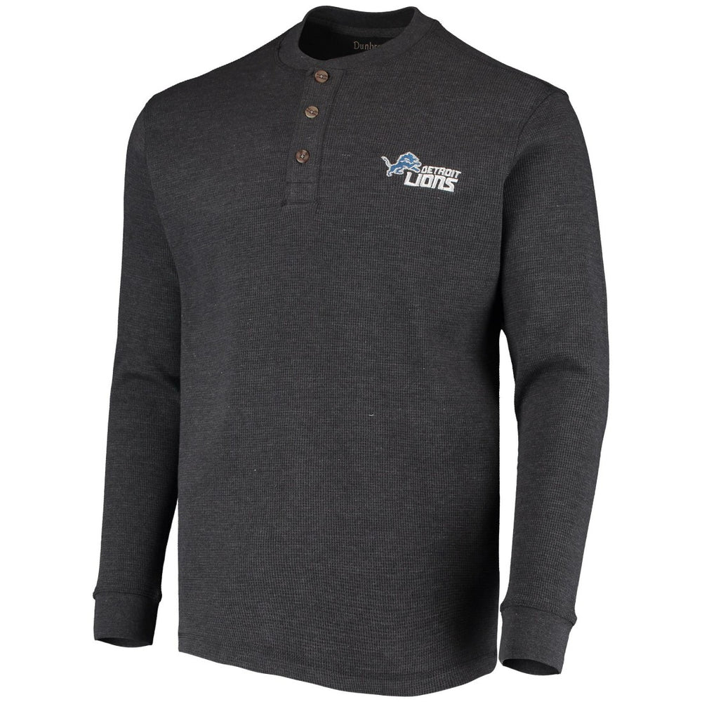 Detroit Lions Dunbrooke Logo Maverick Thermal Henley Long Sleeve T-Shirt - Charcoal T-shirts
