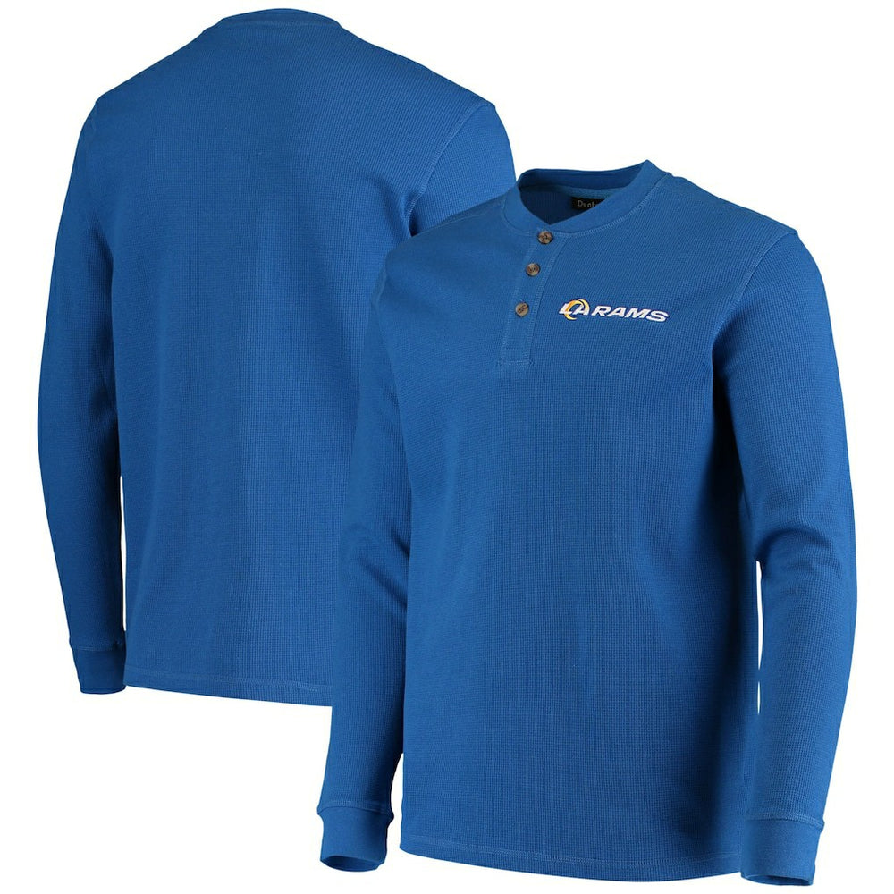 Los Angeles Rams Dunbrooke Logo Maverick Thermal Henley Long Sleeve T-Shirt - Royal T-shirts