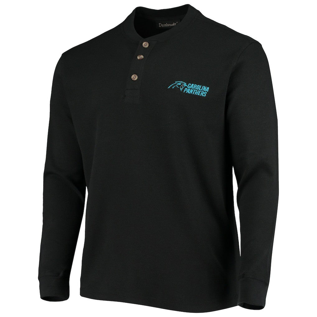 Carolina Panthers Dunbrooke Logo Maverick Thermal Henley Long Sleeve T-Shirt - Black T-shirts