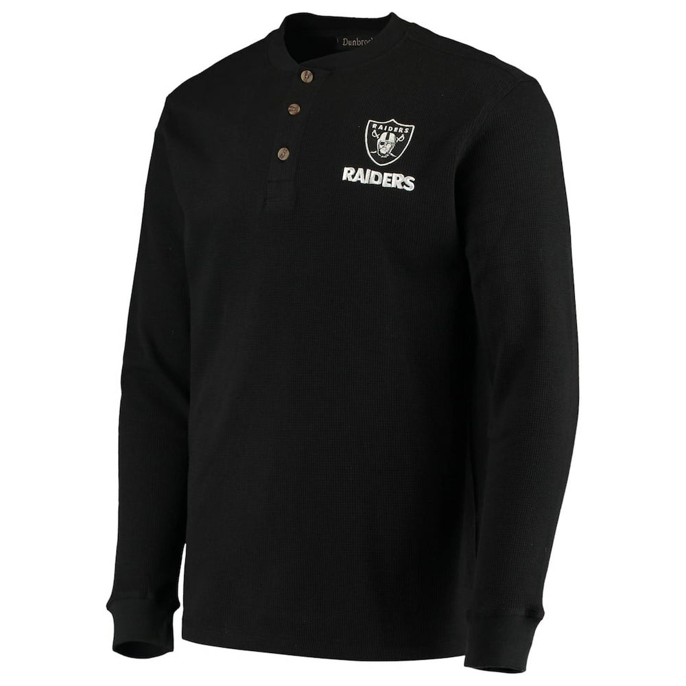 Las Vegas Raiders Dunbrooke Logo Maverick Thermal Henley Long Sleeve T-Shirt - Black T-shirts
