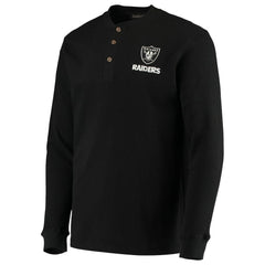 Las Vegas Raiders Dunbrooke Logo Maverick Thermal Henley Long Sleeve T-Shirt - Black T-shirts