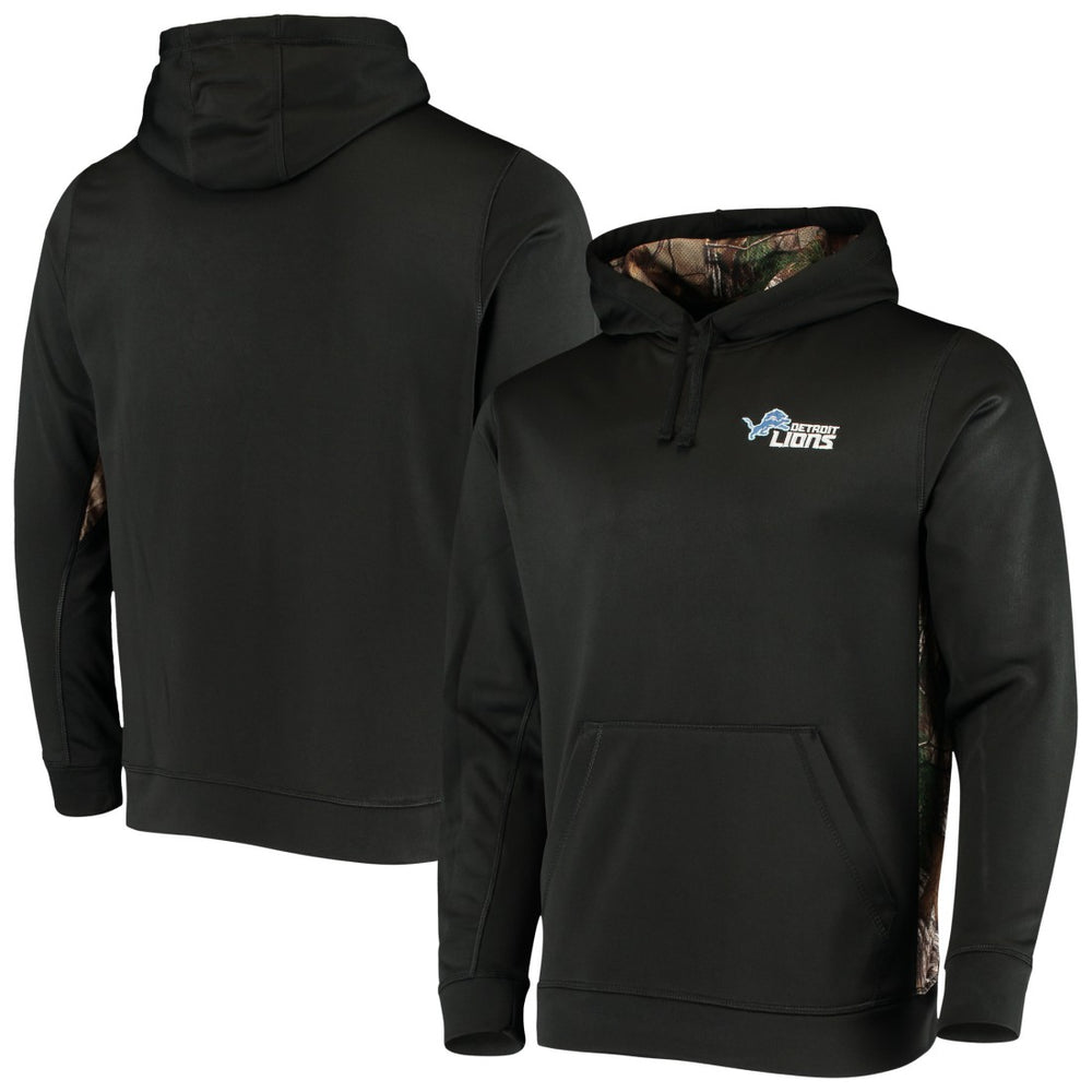 Detroit Lions Dunbrooke Logo Ranger Pullover Hoodie - Black/Realtree Camo Hoodies