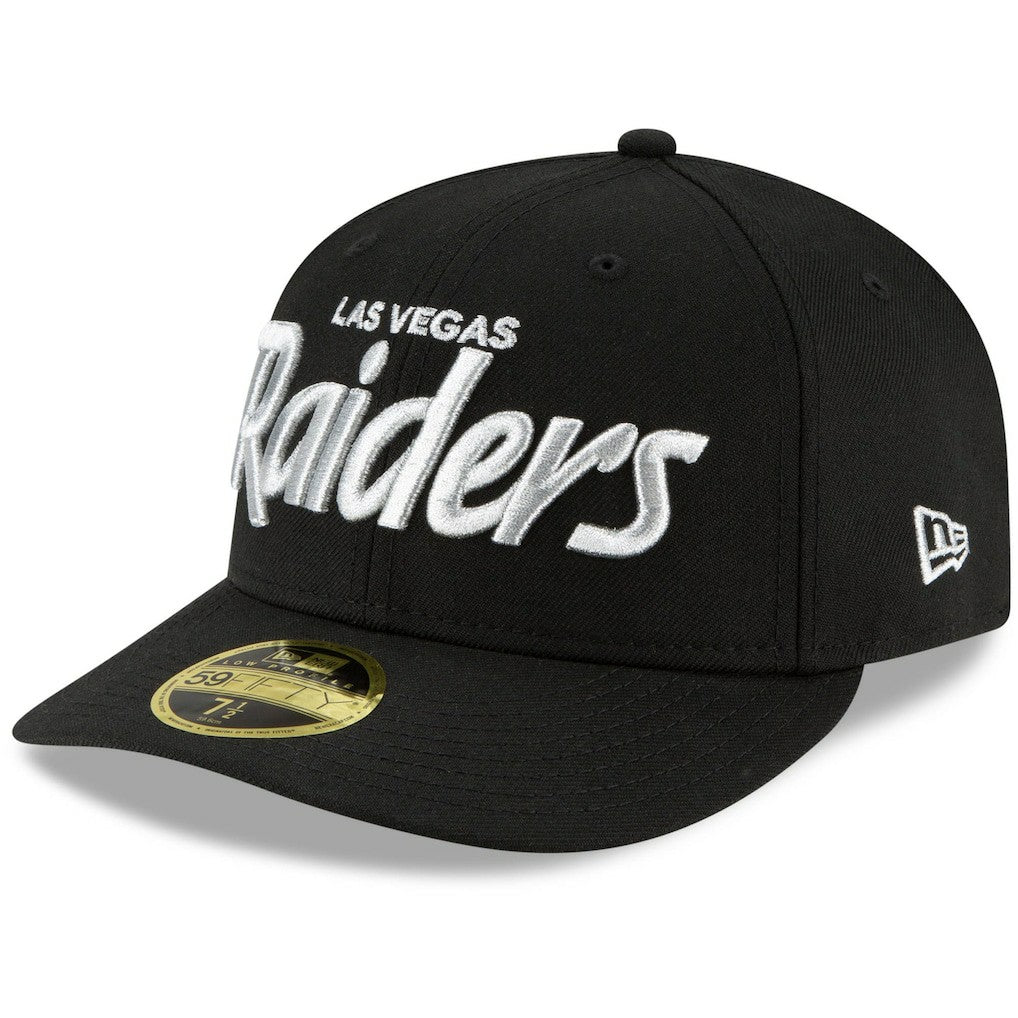 Las Vegas Raiders New Era Omaha Script Low Profile 59FIFTY Fitted Hat - Black Hats