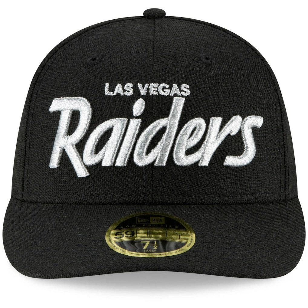 Las Vegas Raiders New Era Omaha Script Low Profile 59FIFTY Fitted Hat - Black Hats