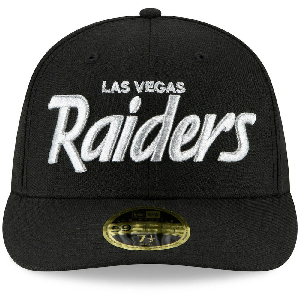 Las Vegas Raiders New Era Omaha Script Low Profile 59FIFTY Fitted Hat - Black Hats