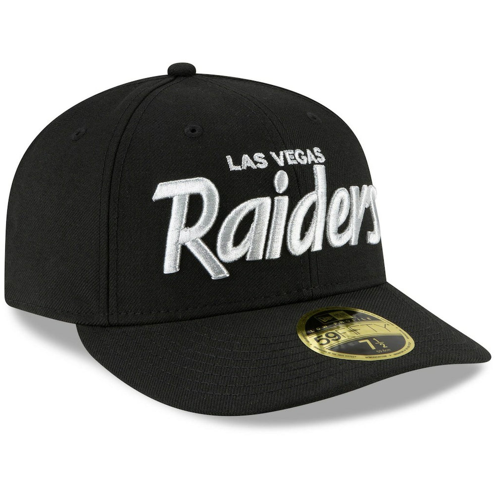Las Vegas Raiders New Era Omaha Script Low Profile 59FIFTY Fitted Hat - Black Hats