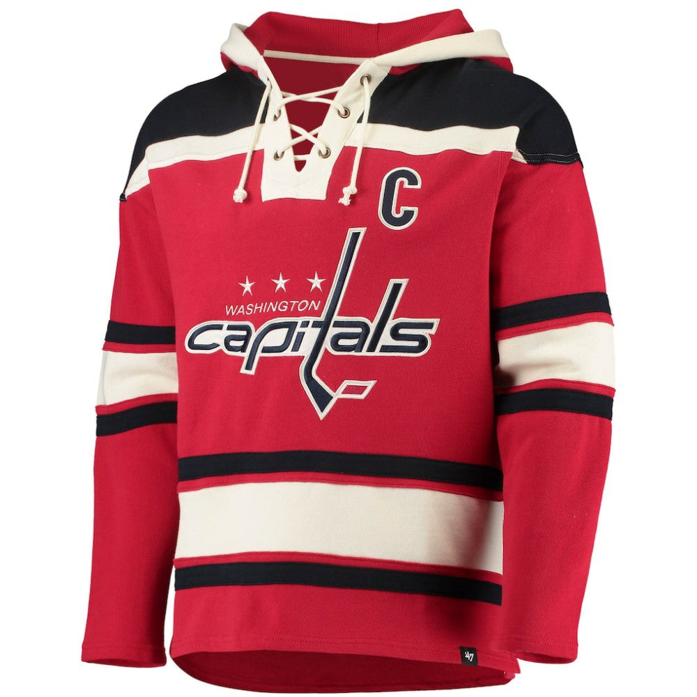 Alexander Ovechkin Washington Capitals '47 Player Name & Number Lacer Pullover Hoodie - Red | US 3848265