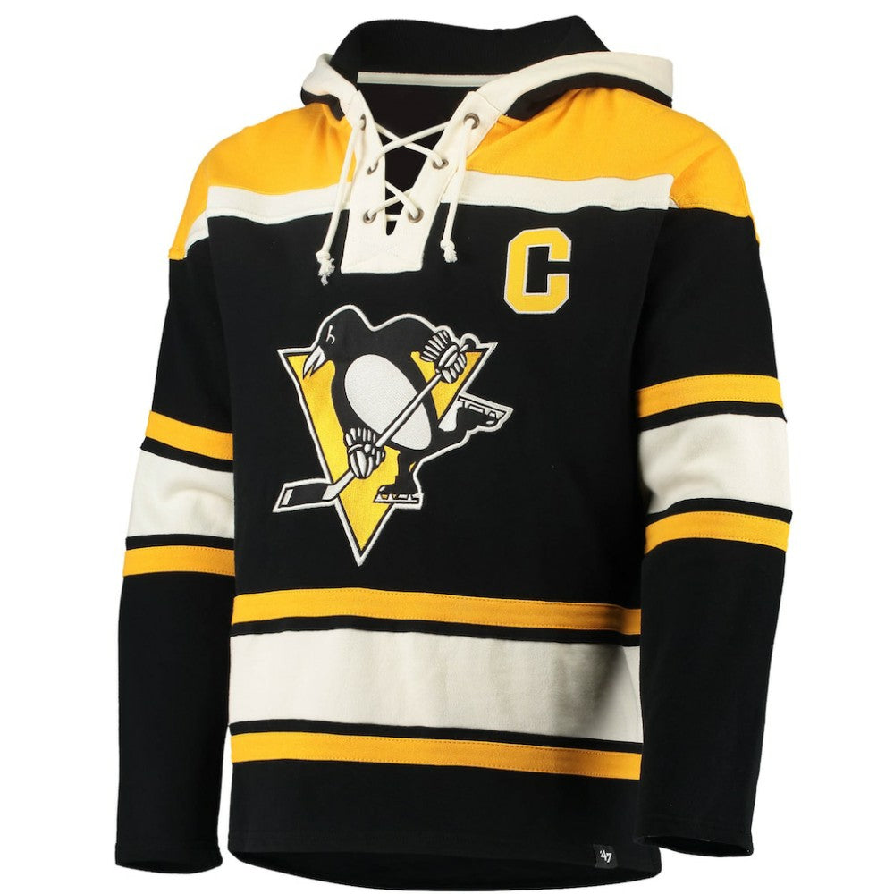 Sidney Crosby Pittsburgh Penguins '47 Player Name & Number Lacer Pullover Hoodie - Black | US 3848274